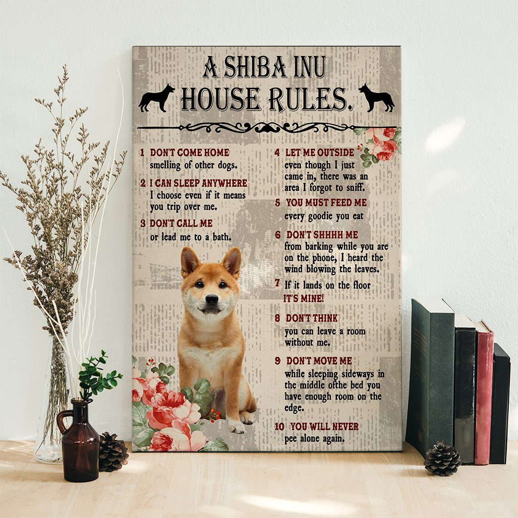 Gearhuman 3D A Shiba Inu House Rules Canvas GK040266 Canvas