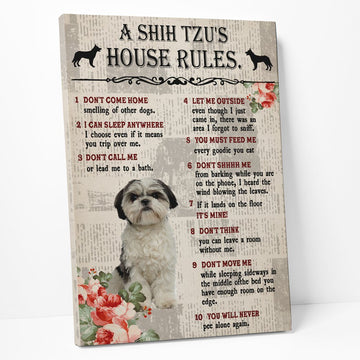 Gearhumans 3D A Shih Tzus House Rules Canvas