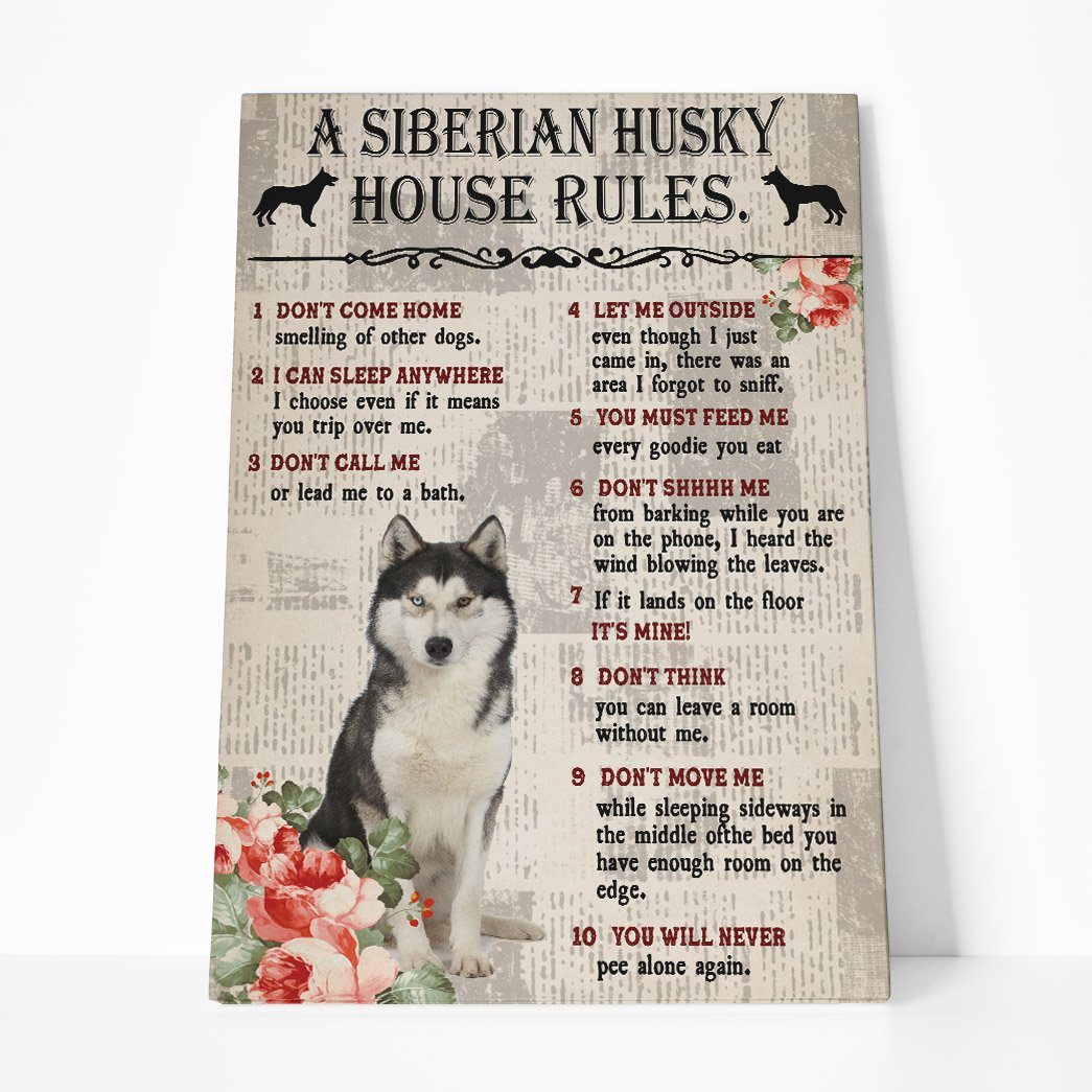 Gearhuman 3D A Siberian Husky House Rules Canvas GK040256 Canvas 1 Piece Non Frame M