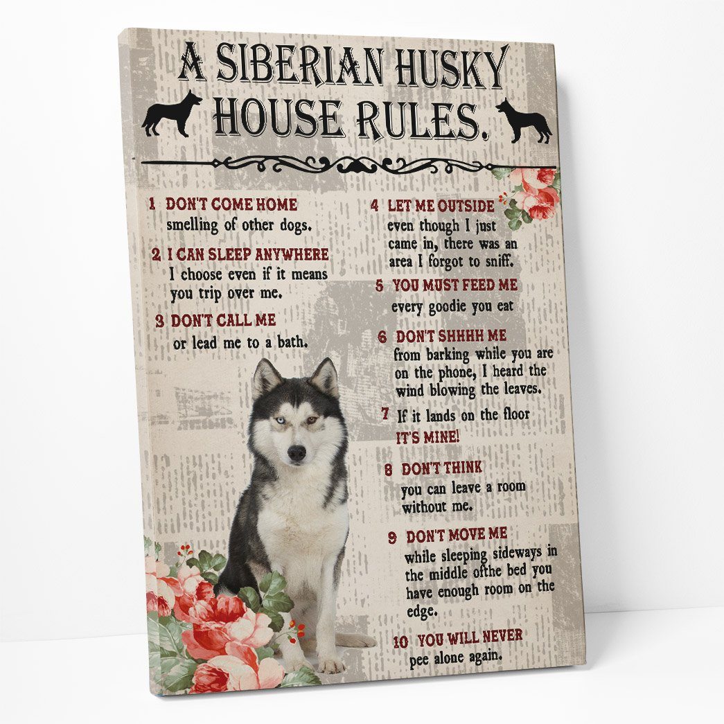 Gearhuman 3D A Siberian Husky House Rules Canvas GK040256 Canvas