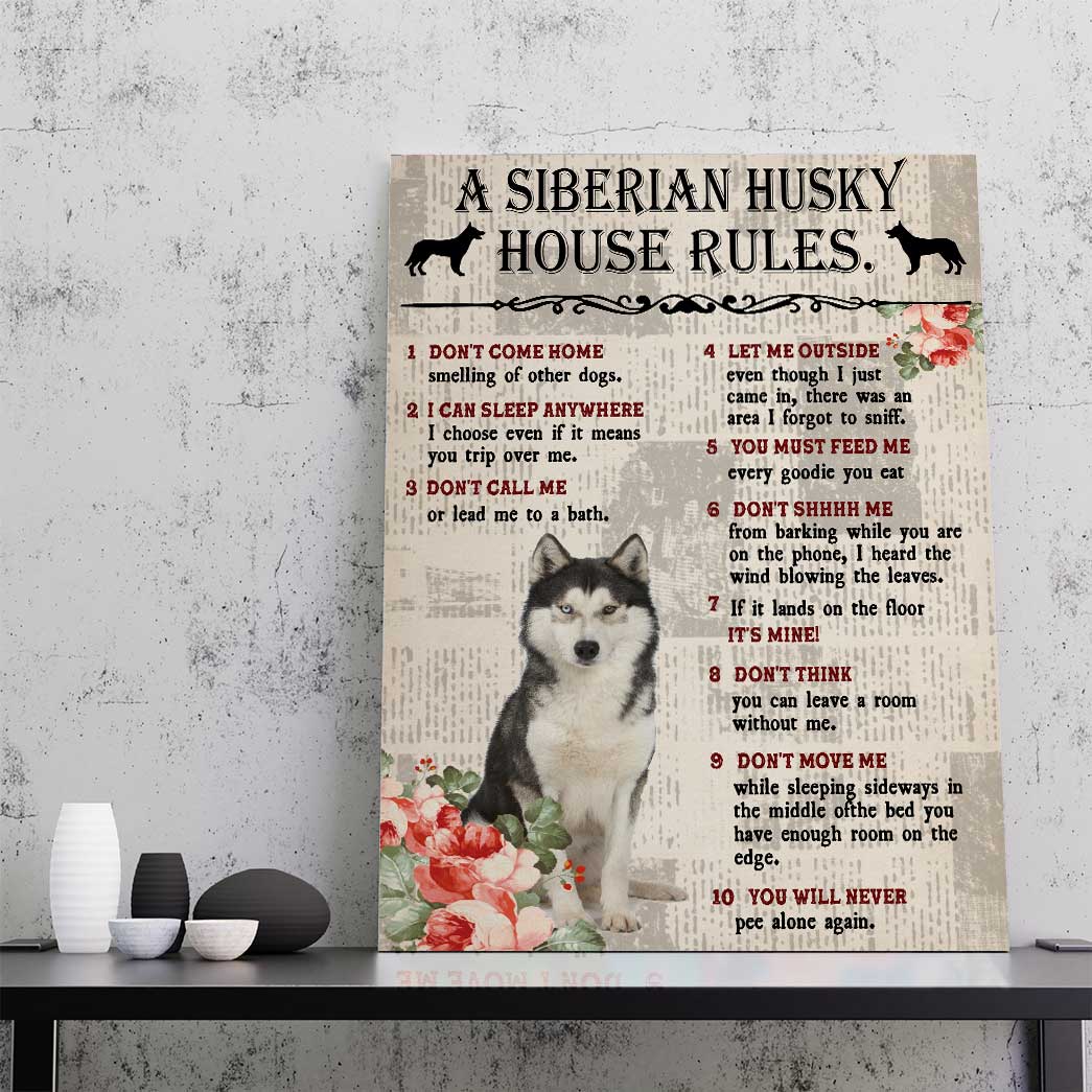 Gearhuman 3D A Siberian Husky House Rules Canvas GK040256 Canvas