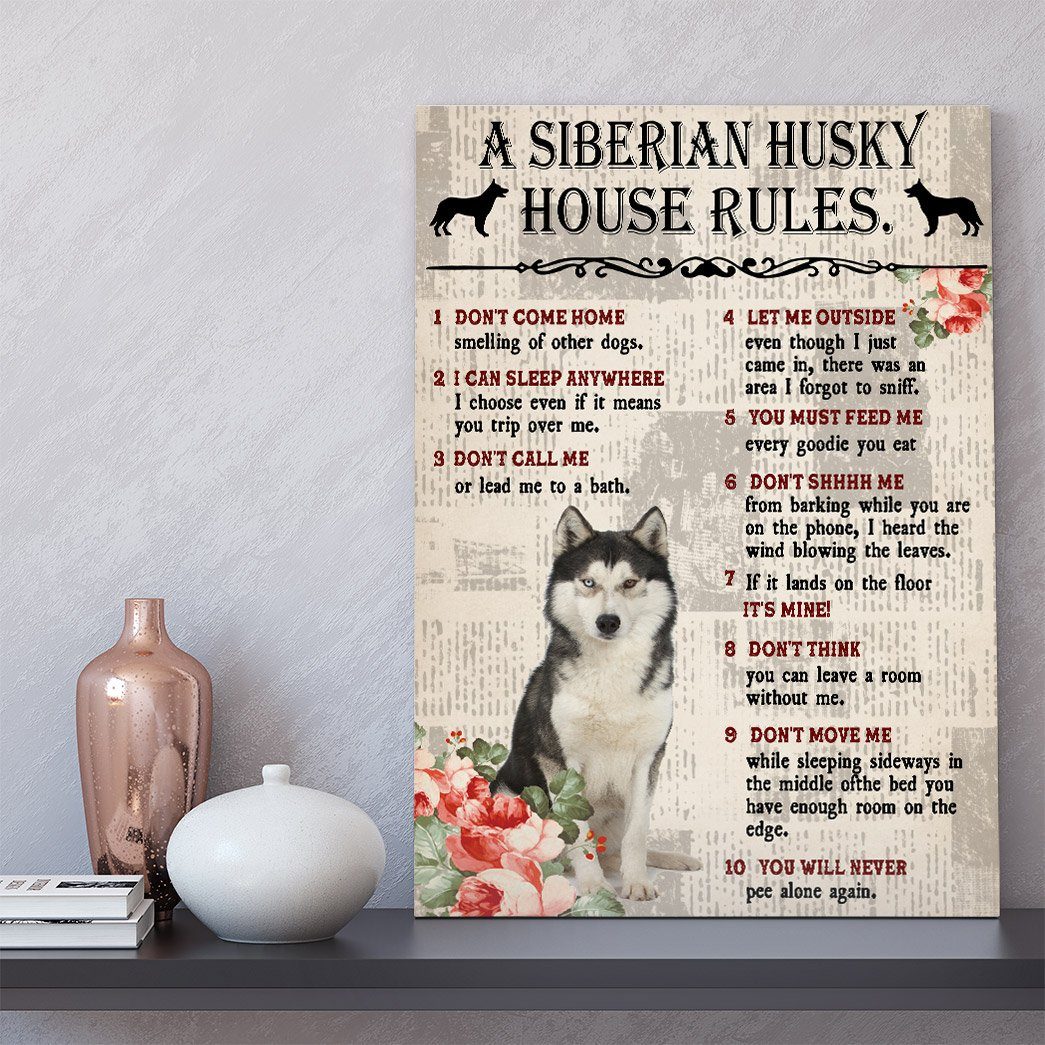 Gearhuman 3D A Siberian Husky House Rules Canvas GK040256 Canvas