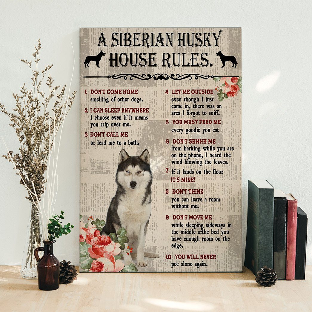 Gearhuman 3D A Siberian Husky House Rules Canvas GK040256 Canvas