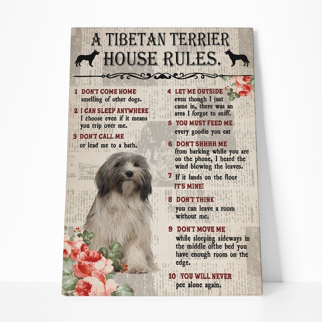 Gearhuman 3D A Tibetan Terrier House Rules Canvas GK040270 Canvas 1 Piece Non Frame M