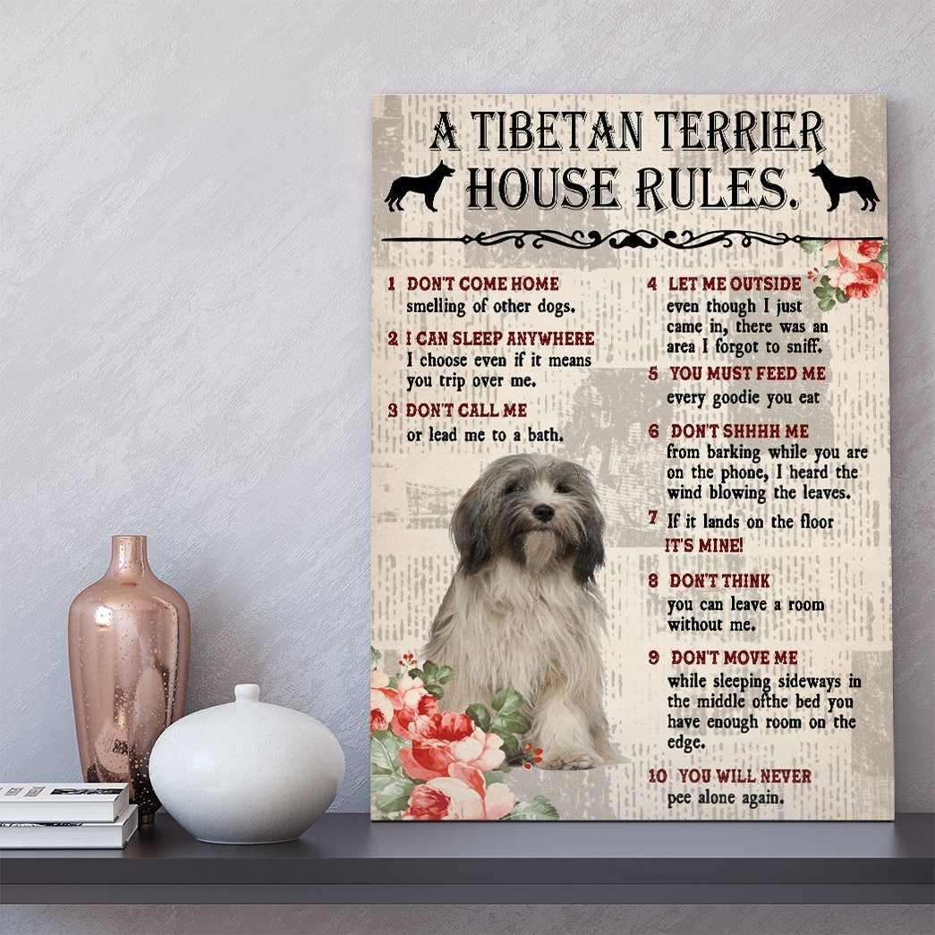 Gearhuman 3D A Tibetan Terrier House Rules Canvas GK040270 Canvas