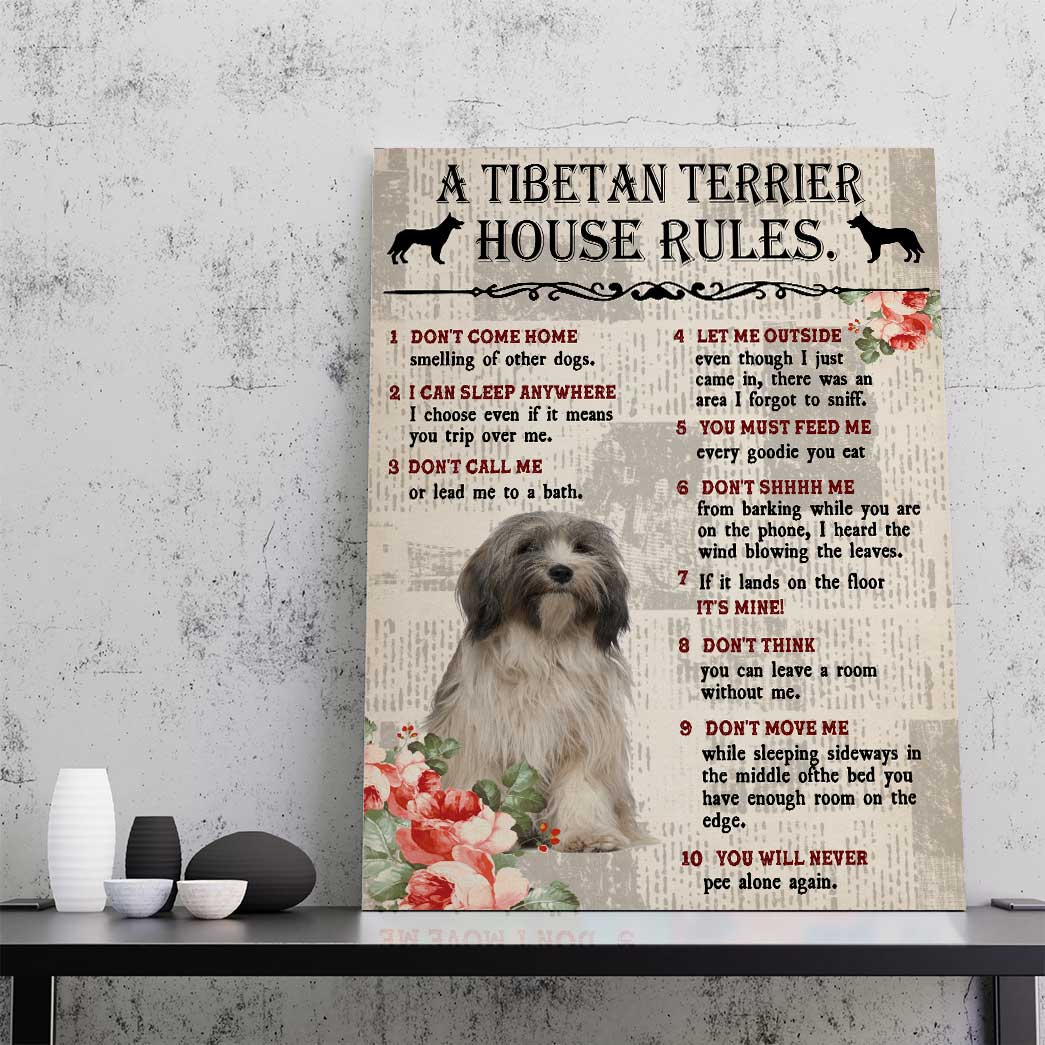 Gearhuman 3D A Tibetan Terrier House Rules Canvas GK040270 Canvas