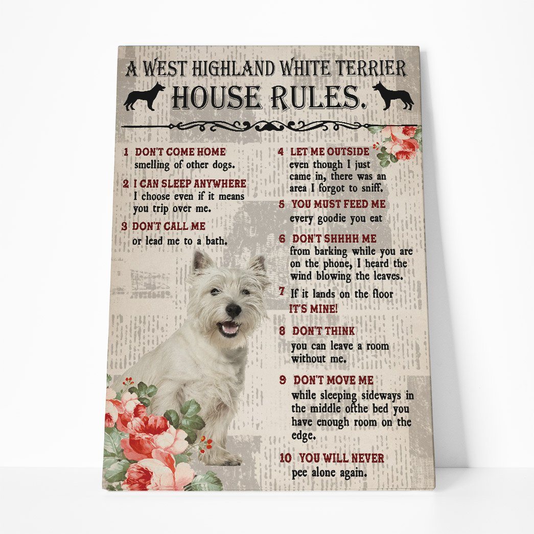 Gearhuman 3D A West Highland White Terrier House Rules Canvas GK040253 Canvas 1 Piece Non Frame M