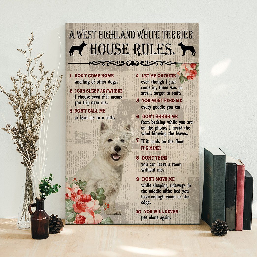 Gearhuman 3D A West Highland White Terrier House Rules Canvas GK040253 Canvas