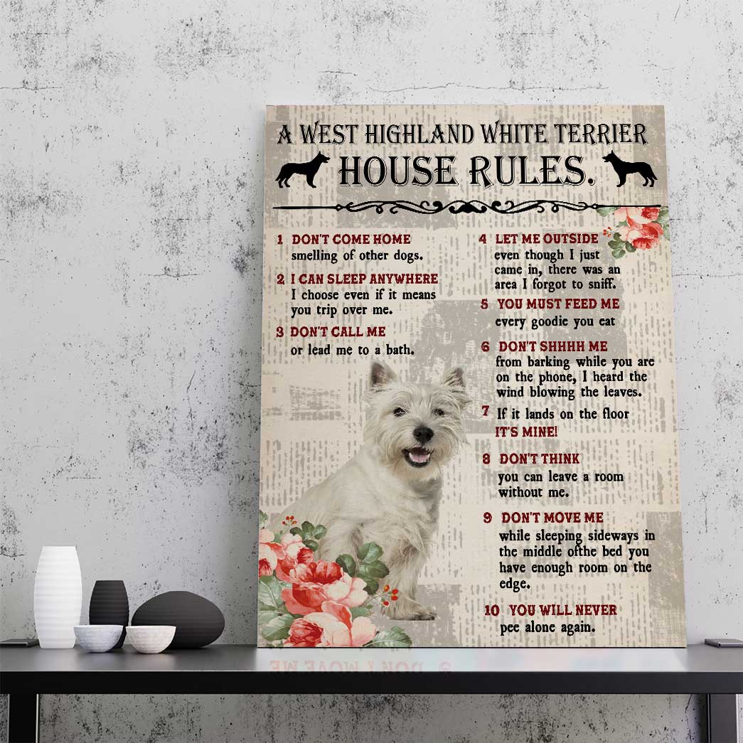 Gearhuman 3D A West Highland White Terrier House Rules Canvas GK040253 Canvas