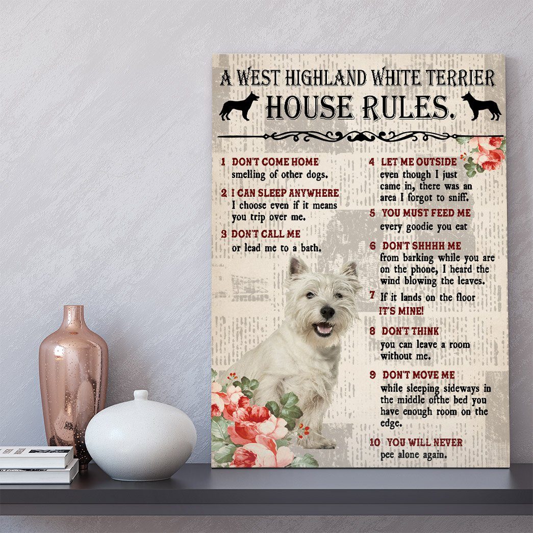 Gearhuman 3D A West Highland White Terrier House Rules Canvas GK040253 Canvas