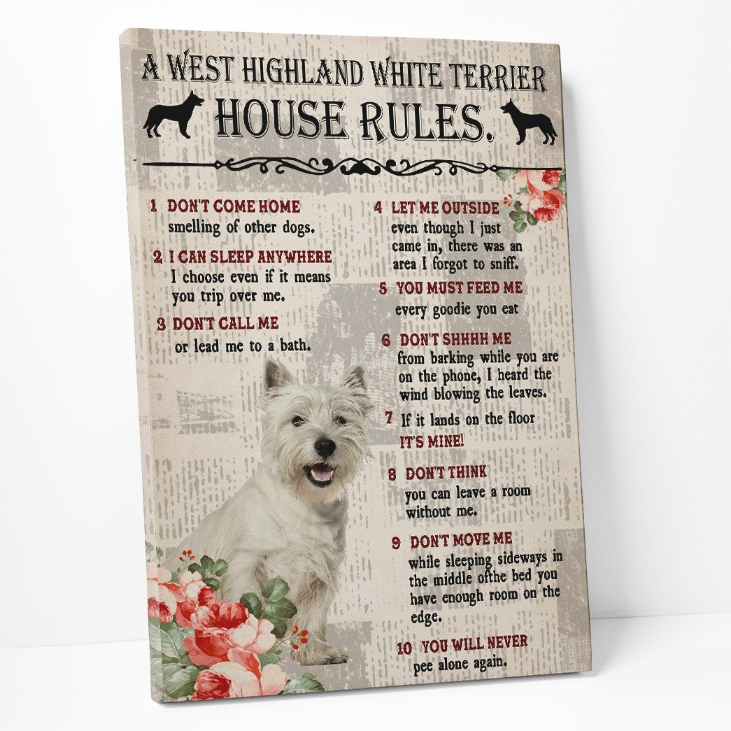 Gearhuman 3D A West Highland White Terrier House Rules Canvas GK040253 Canvas