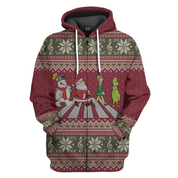 Gearhumans 3D Abbey Road Santa Claus Custom Hoodie Apparel