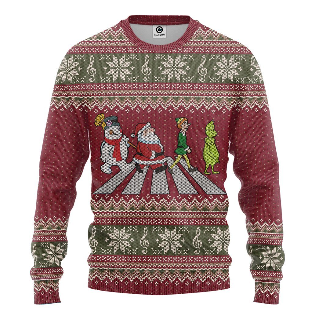 Gearhuman 3D Abbey Road Santa Claus Custom Sweatshirt Apparel GW13103 Sweatshirt Sweatshirt S 