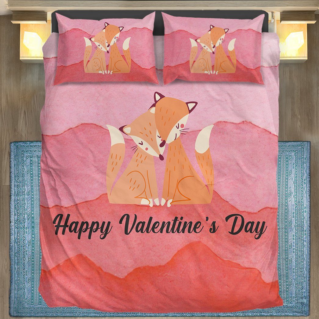 GearHuman 3D Adorable Fox Couple Valentine Custom Bedding GR050111 Bedding Set 