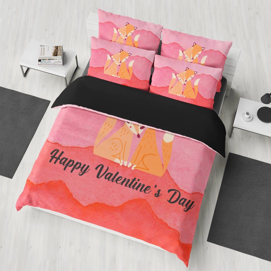 GearHuman 3D Adorable Fox Couple Valentine Custom Bedding GR050111 Bedding Set 