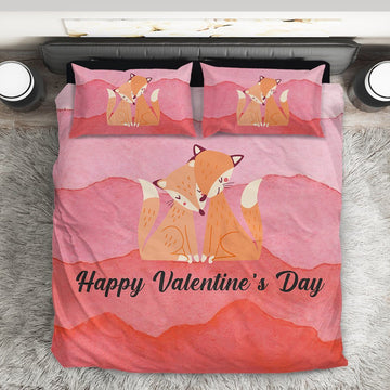 Gearhumans GearHuman 3D Adorable Fox Couple Valentine Custom Bedding