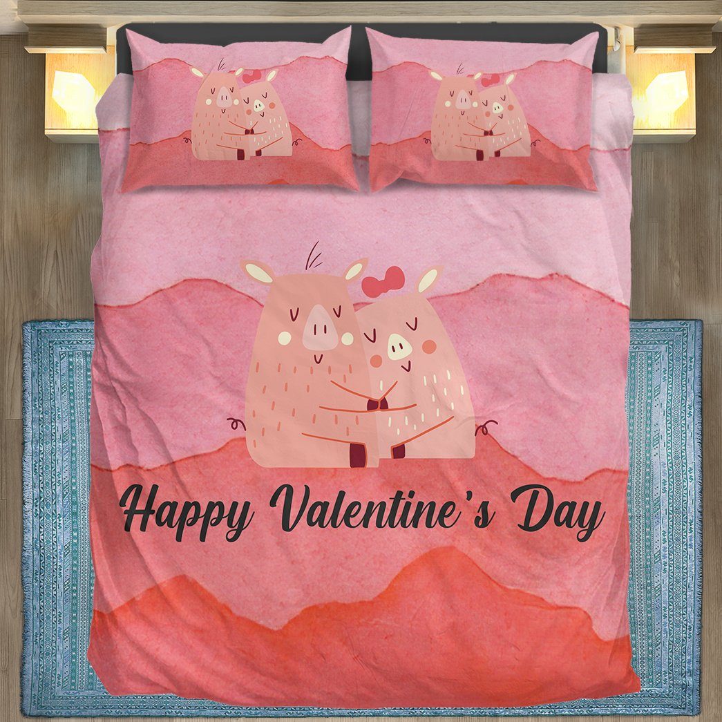 GearHuman 3D Adorable Pig Couple Valentine Custom Bedding GR05019 Bedding Set 