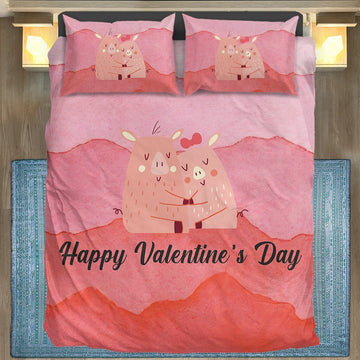 Gearhumans GearHuman 3D Adorable Pig Couple Valentine Custom Bedding