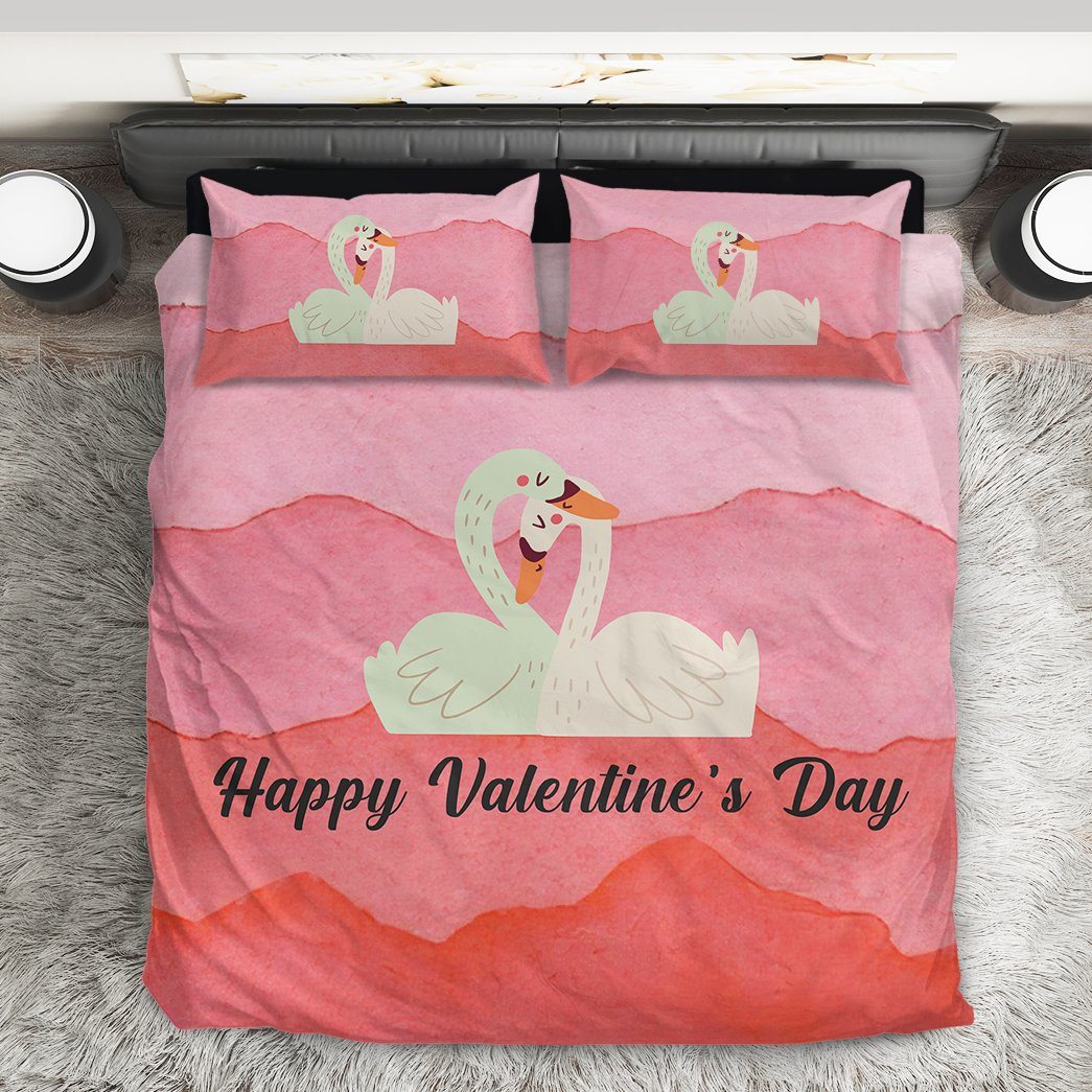 GearHuman 3D Adorable Swan Couple Valentine Custom Bedding GR050112 Bedding Set 