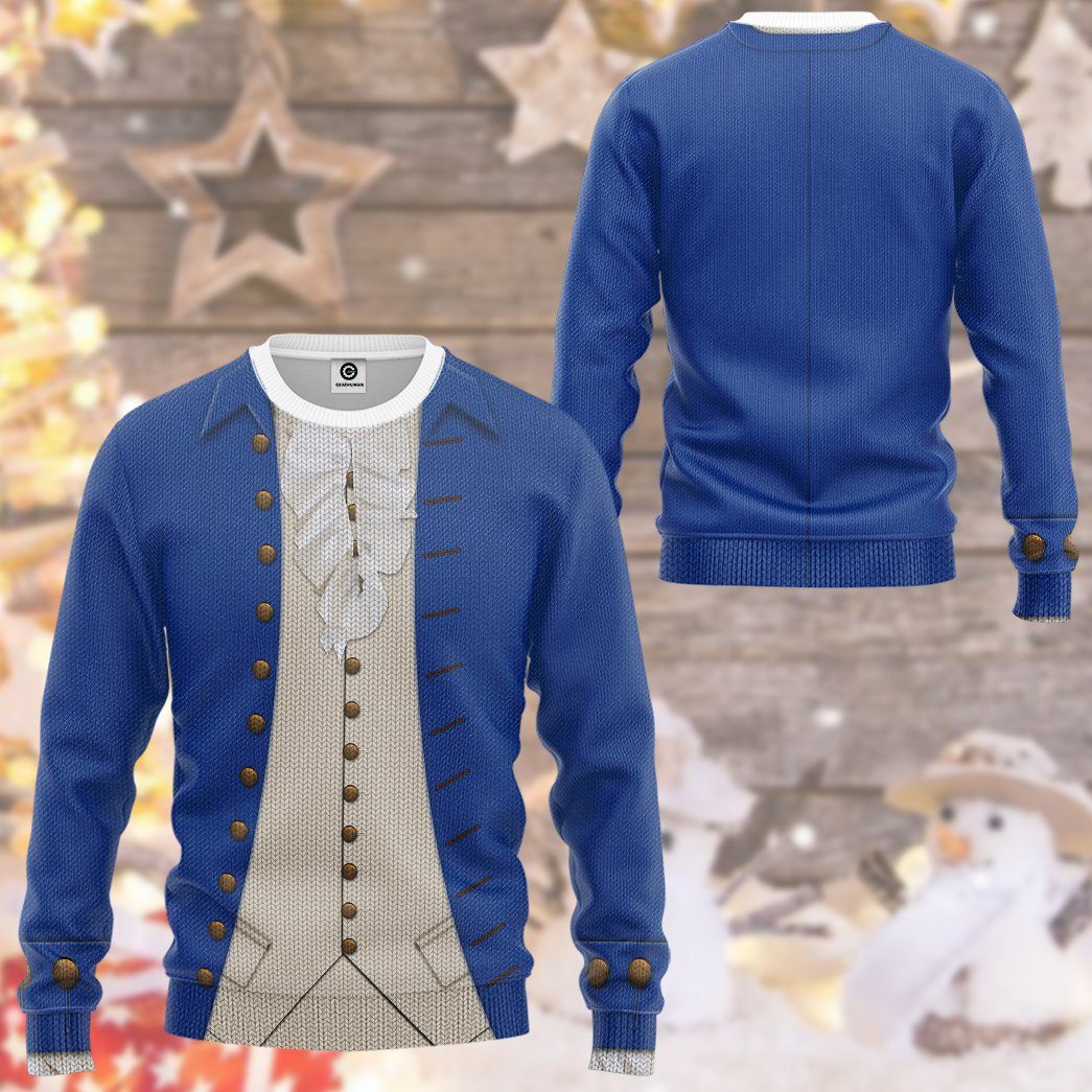 Gearhuman 3D Alexander Hamilton Blue Custom Ugly Sweatshirt GV13105 Sweatshirt 