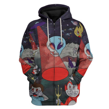 Gearhumans 3D Alien Skull Custom Hoodie Apparel