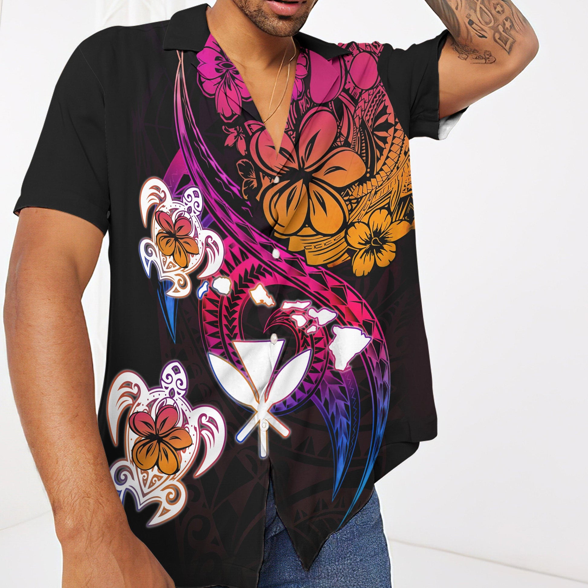 Gearhuman 3D Amazing Polynesian Hawaii Frangipani Flower Custom Short Sleeve Shirt GS23062119 Hawai Shirt 