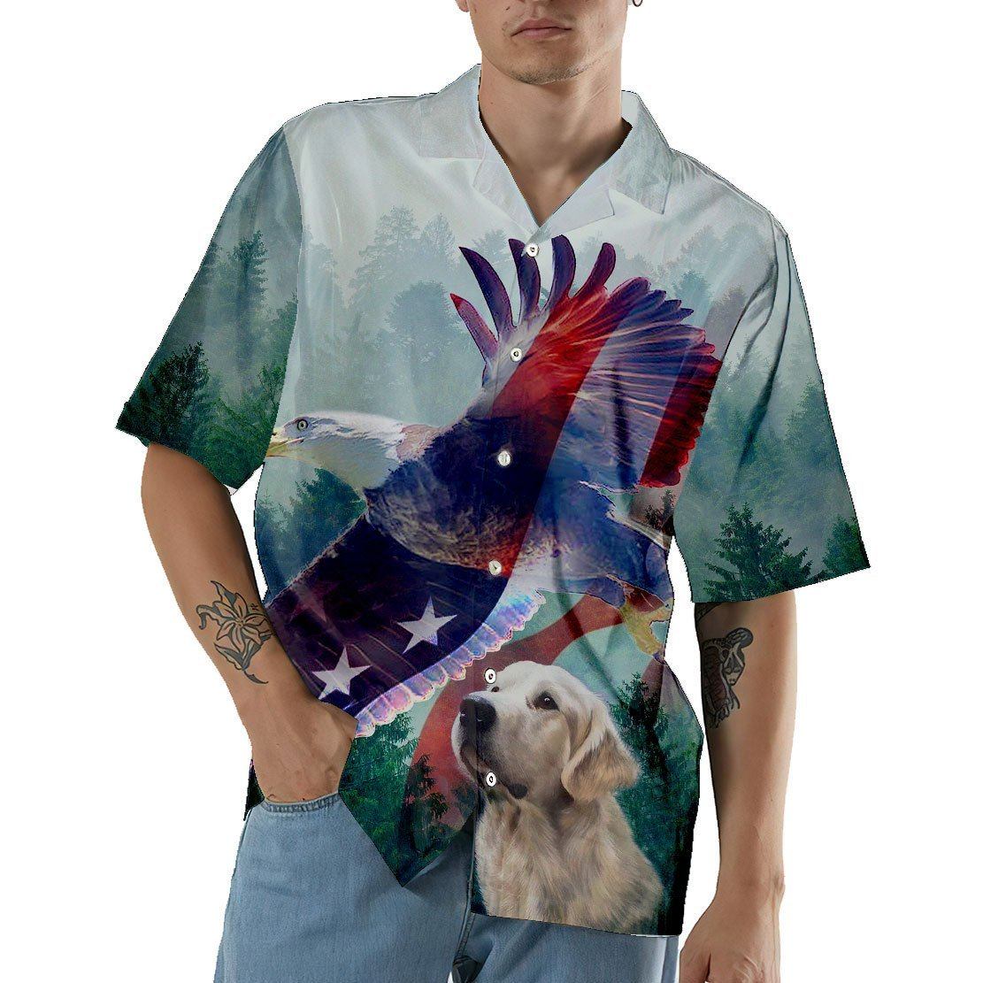 Gearhuman 3D American Eagle And Dog Hawaii Shirt ZK2204215 Hawai Shirt 