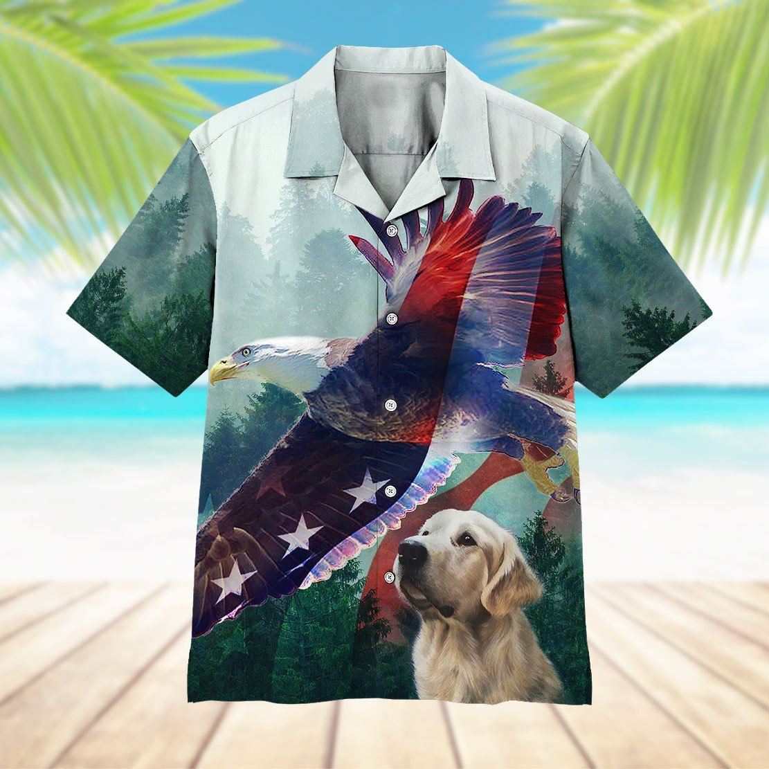 Gearhuman 3D American Eagle And Dog Hawaii Shirt ZK2204215 Hawai Shirt 