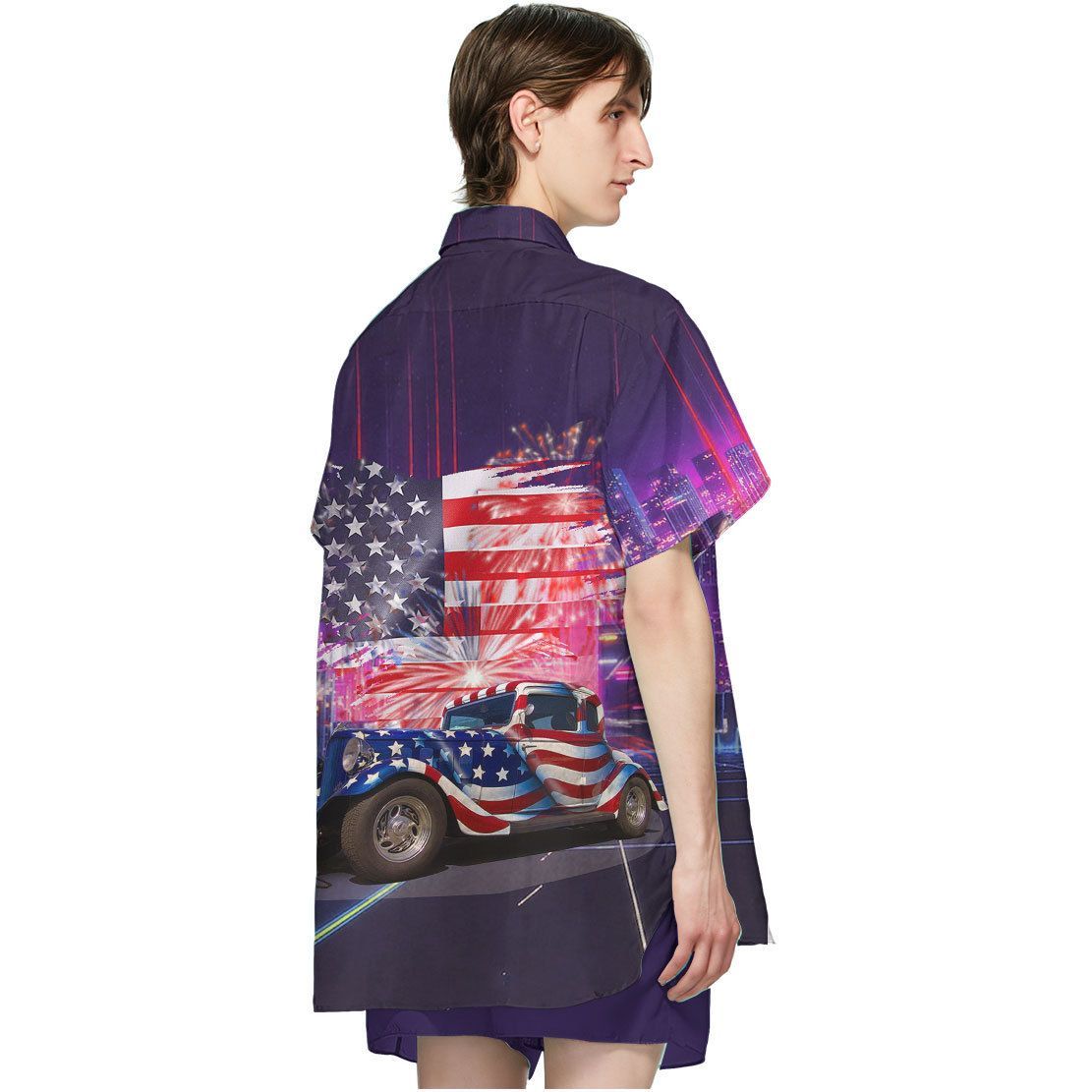 Gearhuman 3D American Flag Hot Rod Hawaii Shirt ZK2206213 Short Sleeve Shirt 