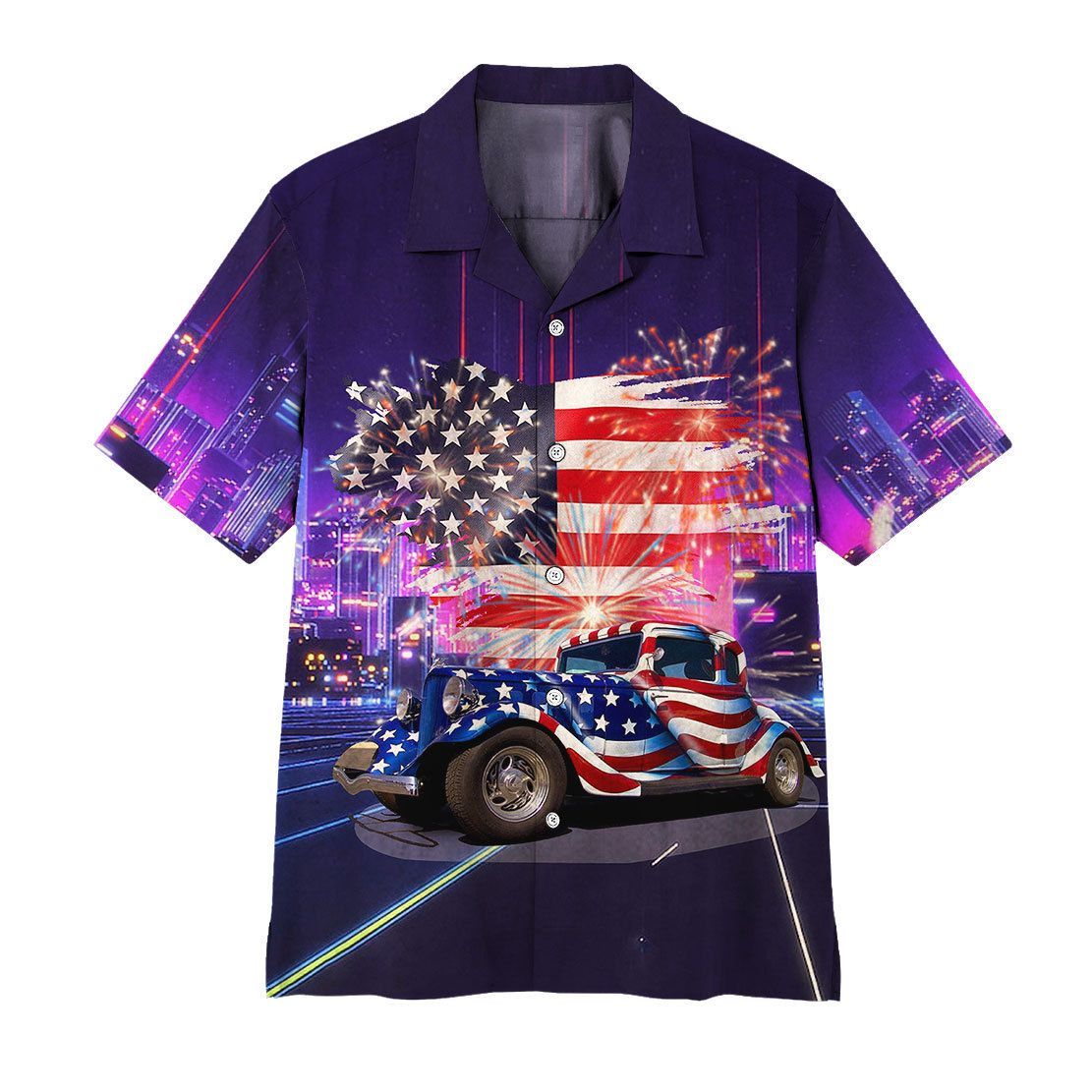 Gearhuman 3D American Flag Hot Rod Hawaii Shirt ZK2206213 Short Sleeve Shirt Short Sleeve Shirt S 