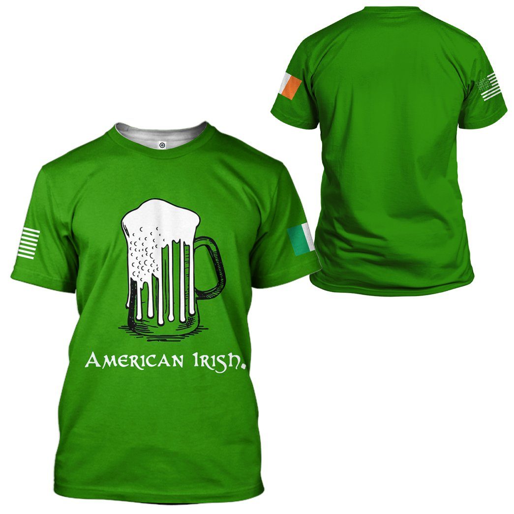 Gearhuman 3D American Irish Green Beer Custom Tshirt Hoodie Apparel GW25024 3D Apparel