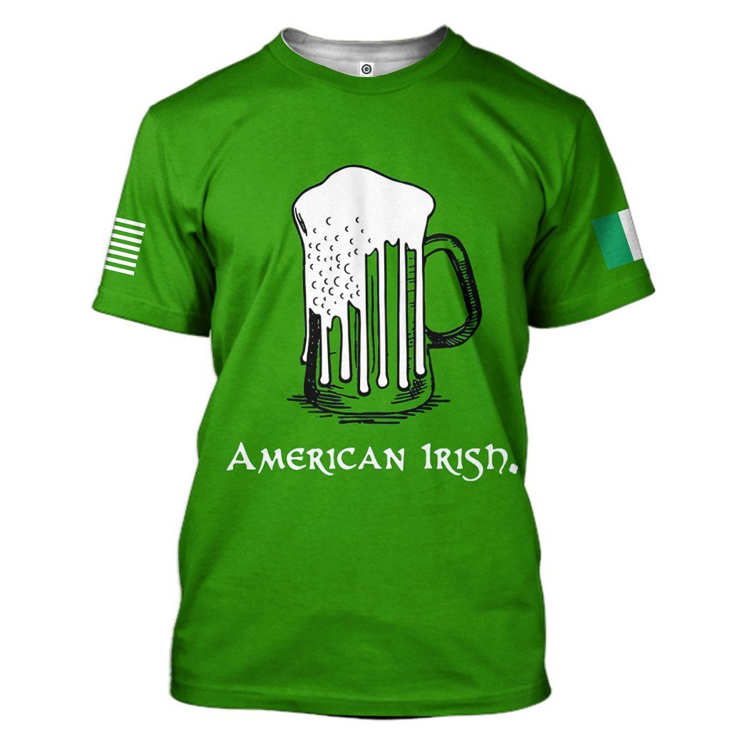 Gearhuman 3D American Irish Green Beer Custom Tshirt Hoodie Apparel GW25024 3D Apparel T-Shirt S