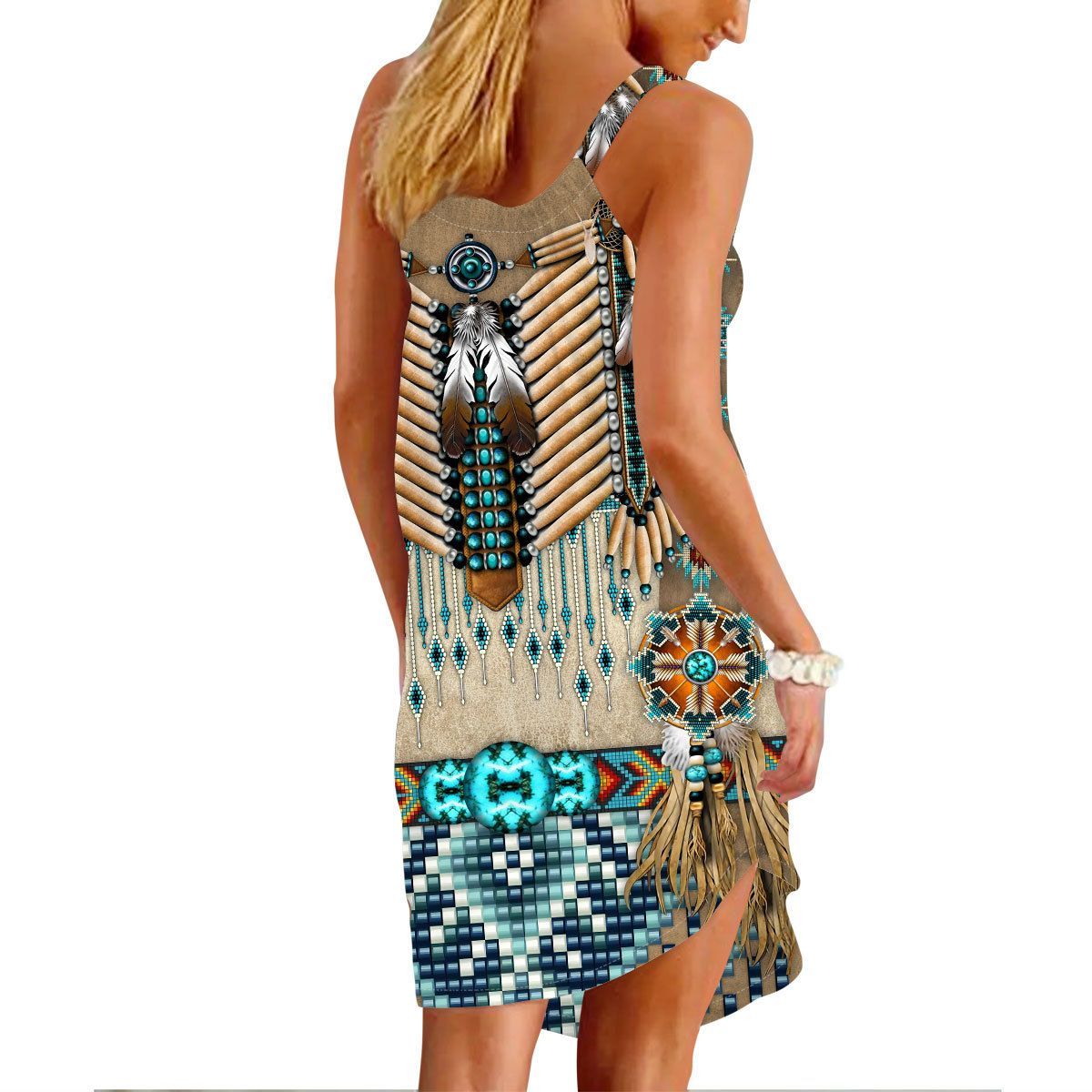 Gearhuman 3D American Native Traditional Sleeveless Beach Dress ZK2306216 Beach Dress 