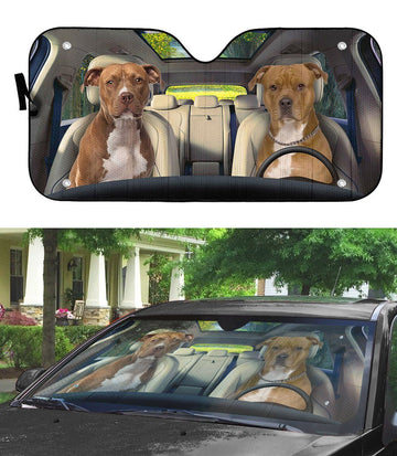 Gearhumans 3D American Staffordshire Terrier Dog Auto Car Sunshade