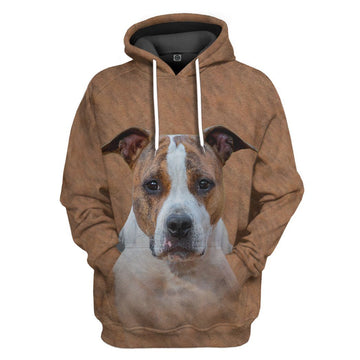 Gearhumans 3D American Staffordshire Terrier Dog Front And Back Tshirt Hoodie Apparel