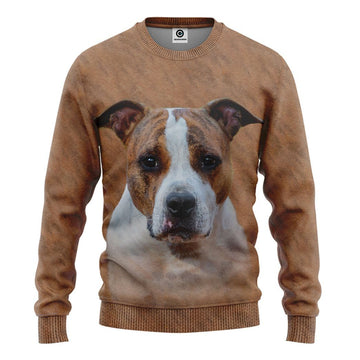 Gearhumans 3D American Staffordshire Terrier Dog Front And Back Tshirt Hoodie Apparel