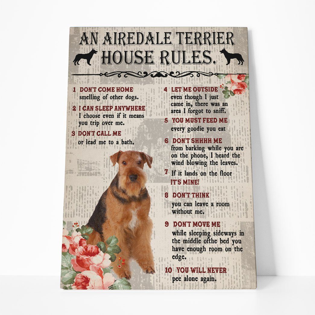Gearhuman 3D An Airedale Terrier House Rules Canvas GK040211 Canvas 1 Piece Non Frame M