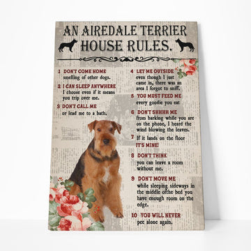 Gearhuman 3D An Airedale Terrier House Rules Canvas GK040211 Canvas 1 Piece Non Frame M