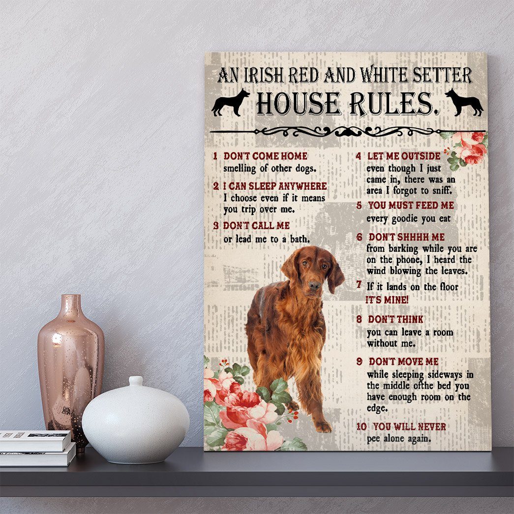 Gearhuman 3D An Irish Red and White Setter House Rules Canvas GK040247 Canvas