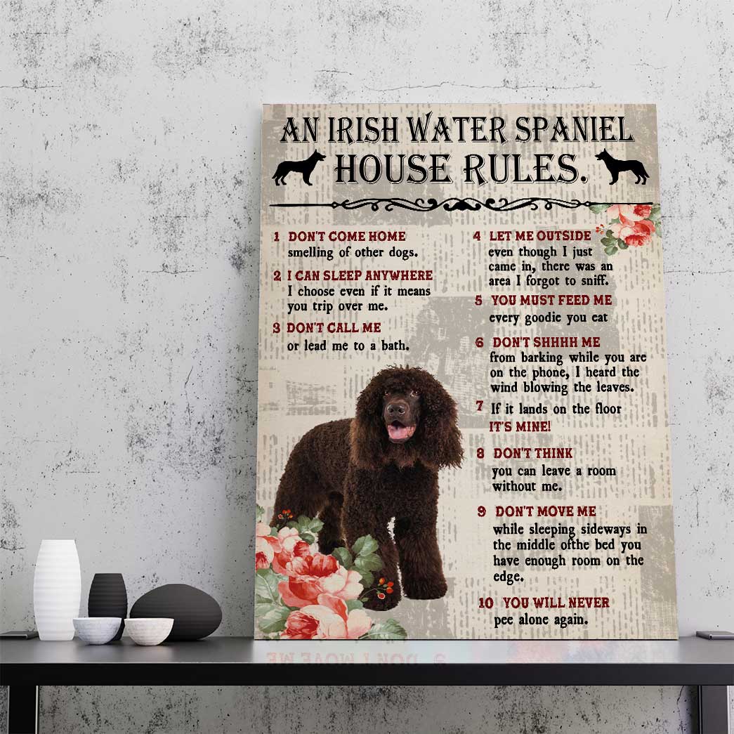 Gearhuman 3D An Irish Water Spaniel House Rules Canvas GK040268 Canvas