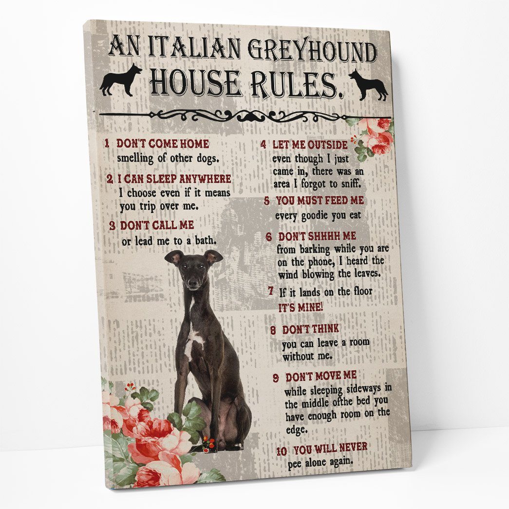 Gearhuman 3D An Italian Greyhound House Rules Canvas GK040245 Canvas