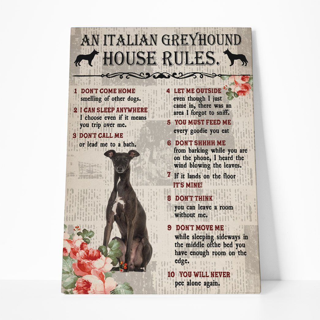 Gearhuman 3D An Italian Greyhound House Rules Canvas GK040245 Canvas