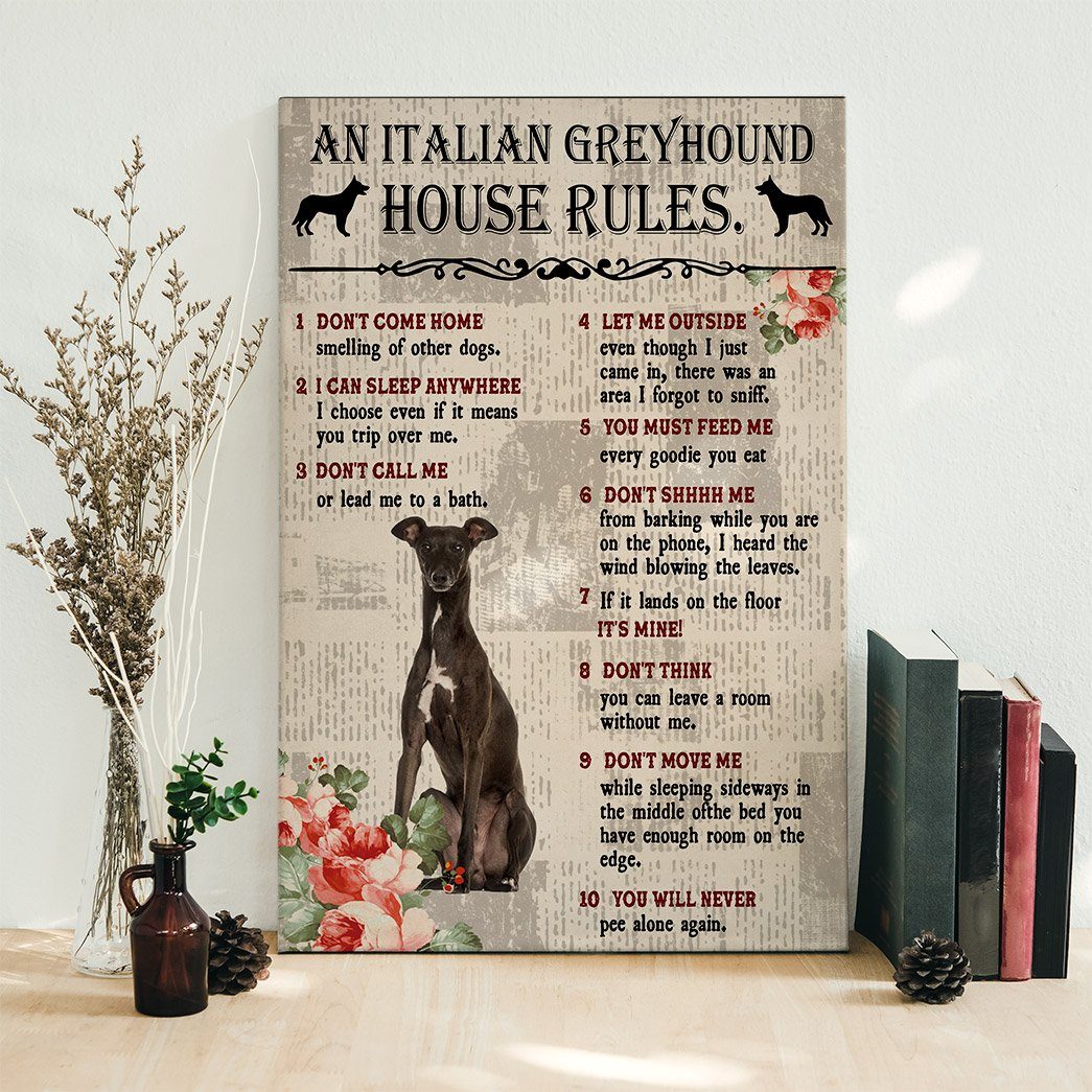 Gearhuman 3D An Italian Greyhound House Rules Canvas GK040245 Canvas