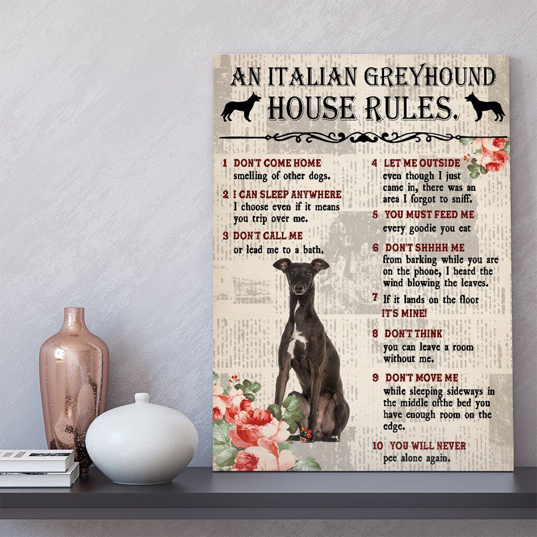 Gearhuman 3D An Italian Greyhound House Rules Canvas GK040245 Canvas