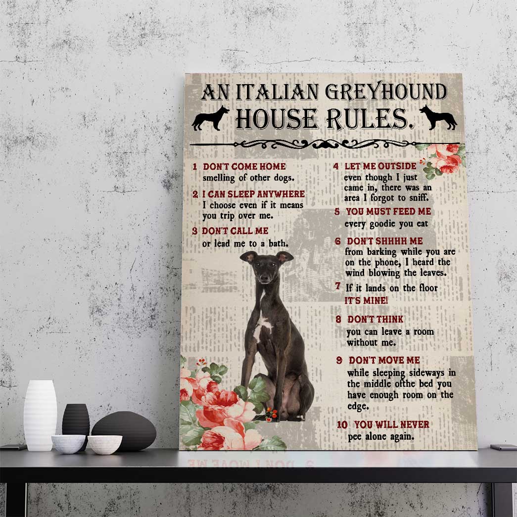 Gearhuman 3D An Italian Greyhound House Rules Canvas GK040245 Canvas