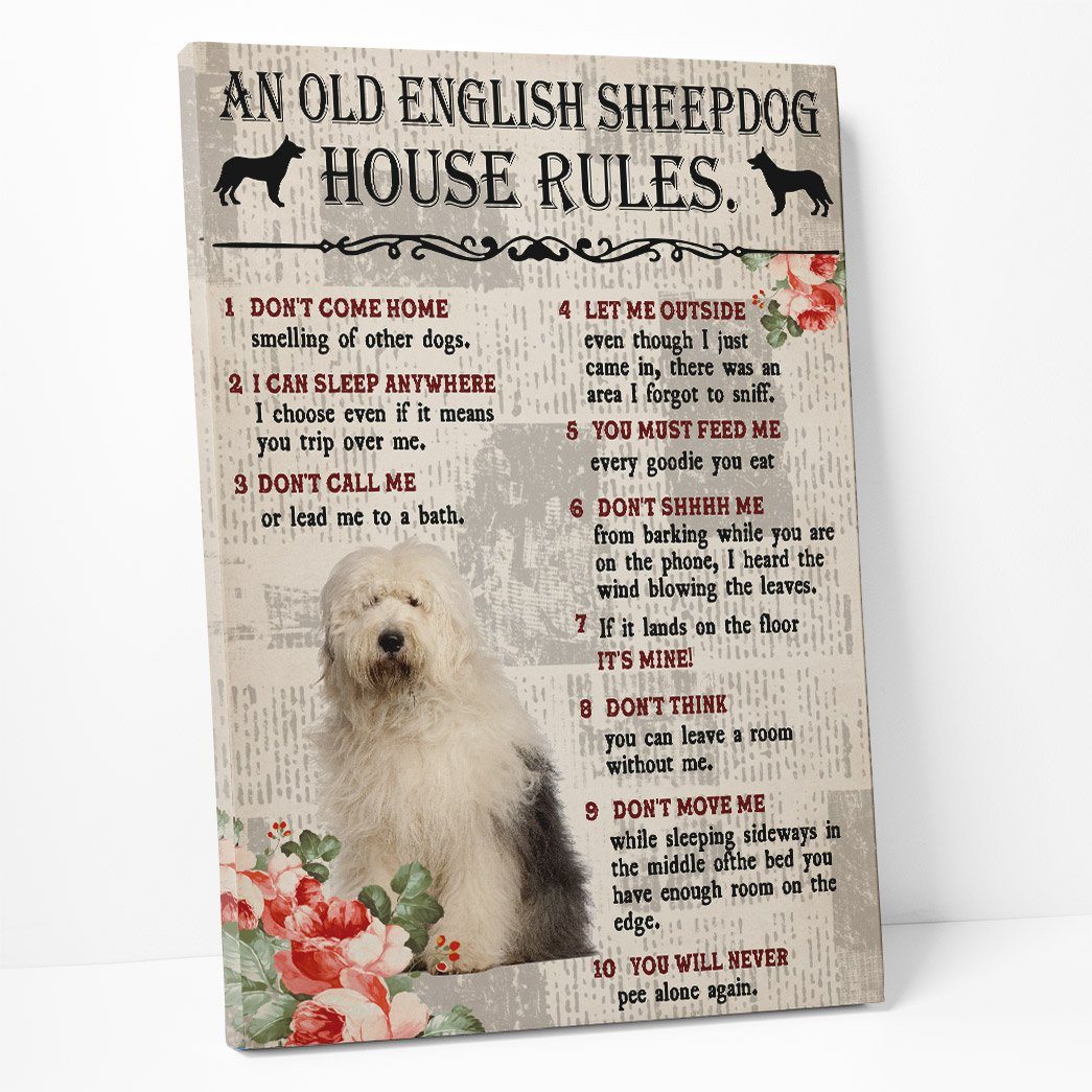 Gearhuman 3D An Old English Sheepdog House Rules Canvas GK040231 Canvas