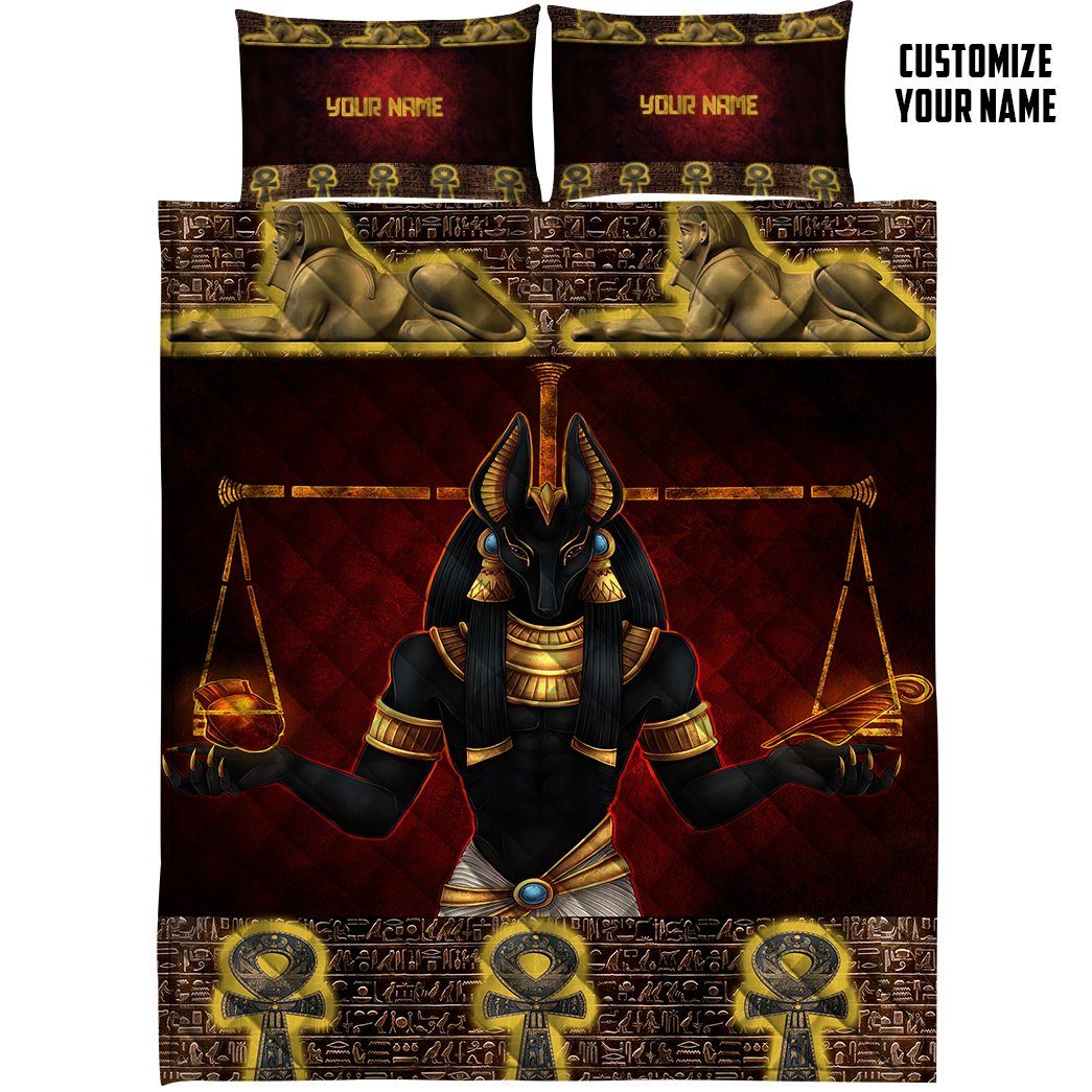 Gearhuman 3D Ancient Egypt God Custom Name Quilt Set GW06016 Quilt Set Quilt Set Twin 