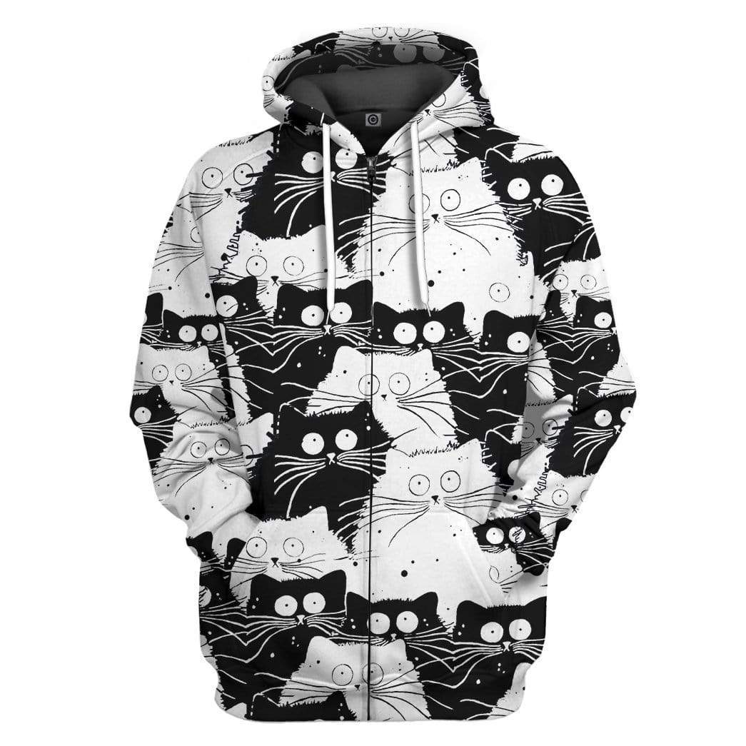 Gearhuman 3D Angry Cat Custom Hoodie Apparel GD120512 3D Custom Fleece Hoodies Zip Hoodie S 