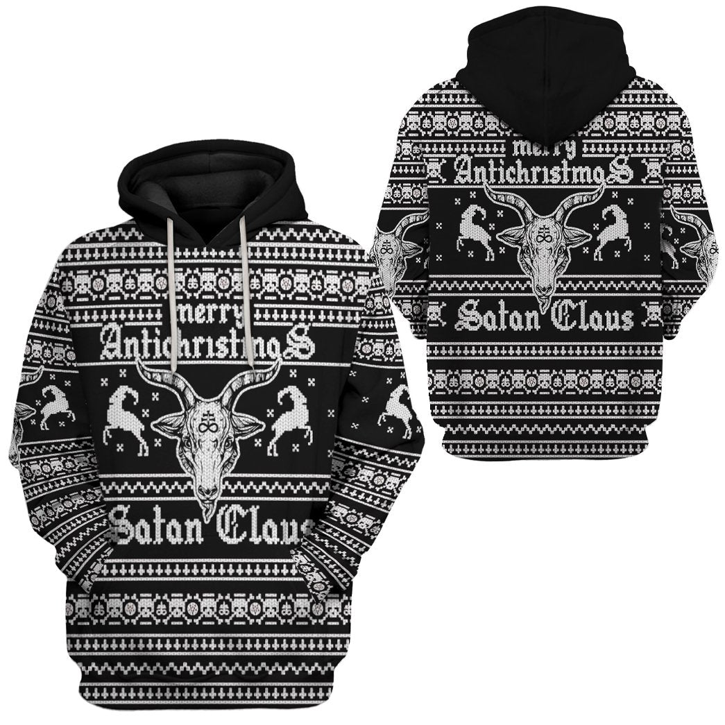 Gearhuman 3D Antichristmas Satan Claus Ugly Christmas Sweater Custom Hoodie Apparel GV09106 3D Apparel 