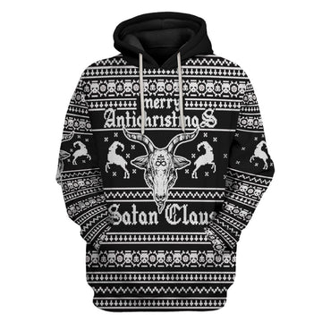 Gearhuman 3D Antichristmas Satan Claus Ugly Christmas Sweater Custom Hoodie Apparel GV09106 3D Apparel Hoodie S 